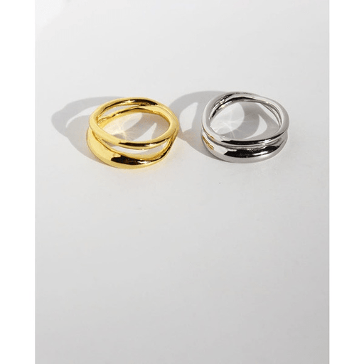 Wholesale Brass Gold Plated/Platinum Glossy Line Cross Ring JDC-RS-BaoLi063 Rings 宝莉 Wholesale Jewelry JoyasDeChina Joyas De China
