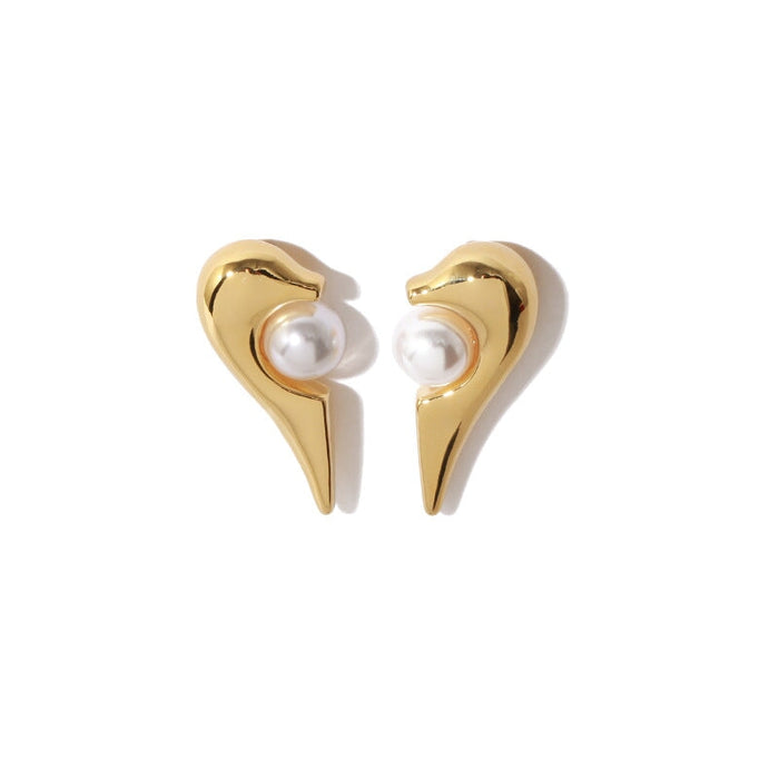 Wholesale Brass Gold Stereo Love Beads With Stud Earrings JDC-ES-YWLY040 Earrings 丽轶 Golden Wholesale Jewelry JoyasDeChina Joyas De China