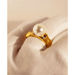 Wholesale Brass Real Gold Plated Vintage Bamboo Pearl Ring JDC-RS-BaoLi064 Rings 宝莉 Wholesale Jewelry JoyasDeChina Joyas De China