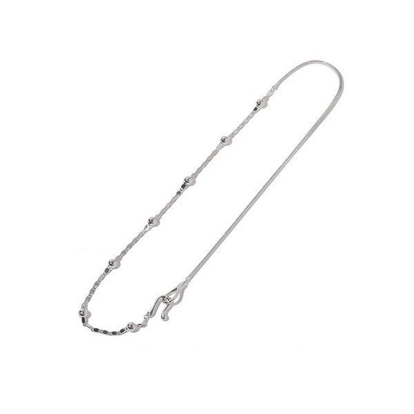Wholesale Brass Silver Round Beads Snake Bone Chain Splicing Necklace JDC-NE-YWLY020 necklaces 丽轶 Wholesale Jewelry JoyasDeChina Joyas De China