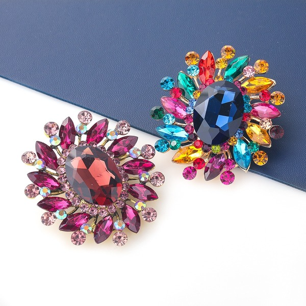 Bulk Jewelry Wholesale Brooches Alloy diamonds full of pink flowers JDC-BC-JL008 Wholesale factory from China YIWU China