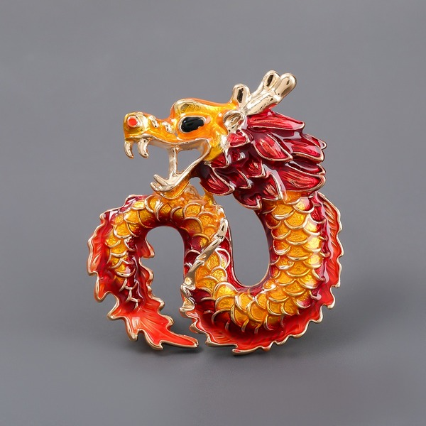 Bulk Jewelry Wholesale Brooches Red alloy oil dripping dragon JDC-BC-JL015 Wholesale factory from China YIWU China
