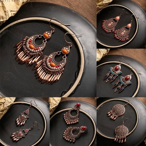 Bulk Jewelry Wholesale brown alloy beaded tassel pine earrings JDC-ES-GSKJ068 Wholesale factory from China YIWU China
