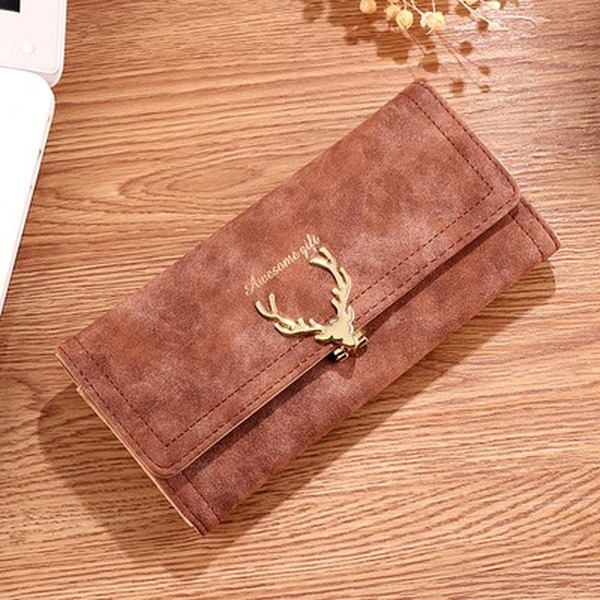 Bulk Jewelry Wholesale brown frosted long tri-fold fawnWallet  JDC-WT-jh001 Wholesale factory from China YIWU China