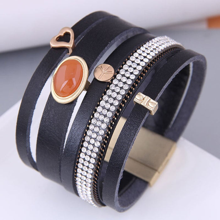 Wholesale Brown Leather Magnetic Bracelet JDC-BT-WY118 Bracelet 威扬 7# Wholesale Jewelry JoyasDeChina Joyas De China