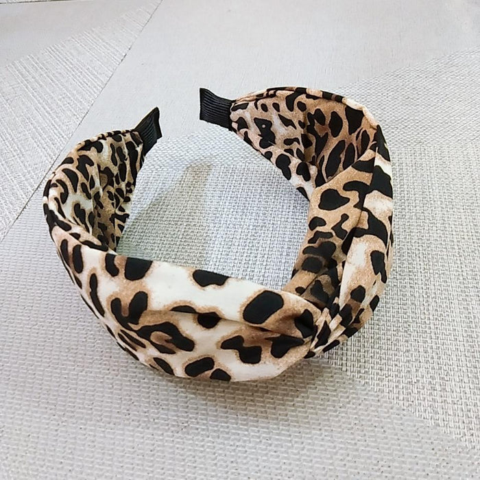 Bulk Jewelry Wholesale brown leopard print wide brim cross-knot Headband JDC-HD-O110 Wholesale factory from China YIWU China