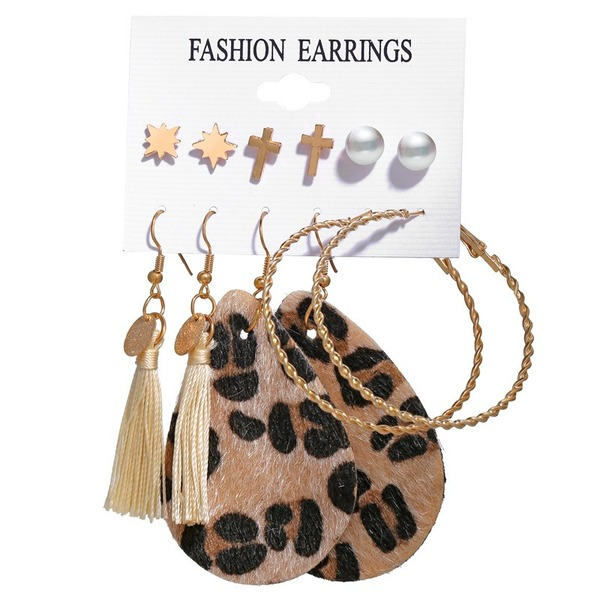 Bulk Jewelry Wholesale Brown Spotted Plastic Tassel Earring Set JDC-ES-F225 Wholesale factory from China YIWU China