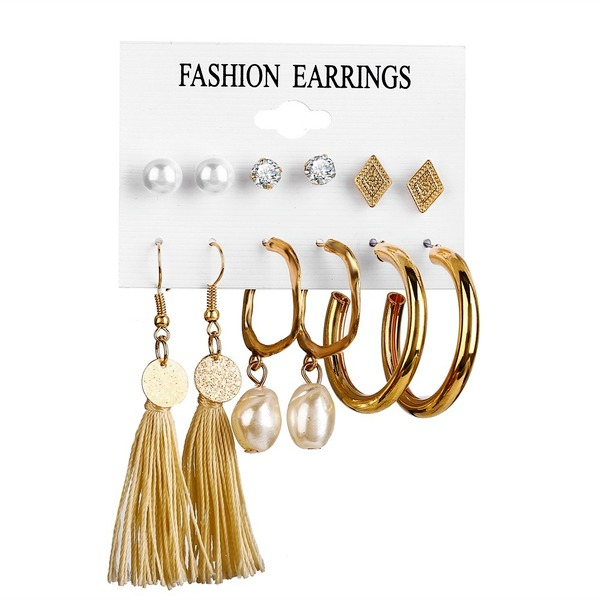 Bulk Jewelry Wholesale Brown Spotted Plastic Tassel Earring Set JDC-ES-F225 Wholesale factory from China YIWU China