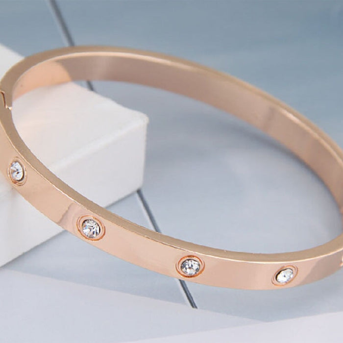 Wholesale Buckle Rhinestone Minimalist Plating Copper Bracelet (F) JDC-BT-DZL001 Bracelet 蝶之恋 rose gold round diamond Wholesale Jewelry JoyasDeChina Joyas De China