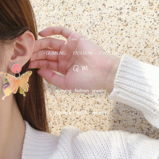 Wholesale Butterfly Brilliant Laser Transparent Earrings MOQ≥2 JDC-ES-MOSHU004 Earrings 舒莫 Wholesale Jewelry JoyasDeChina Joyas De China