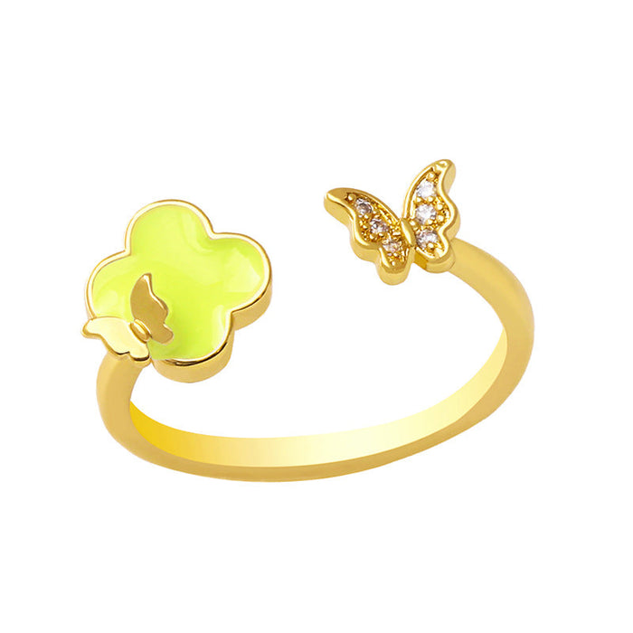 Wholesale Butterfly Electroplated Copper Color Rings JDC-RS-AS267 Rings JoyasDeChina yellow adjustable Wholesale Jewelry JoyasDeChina Joyas De China
