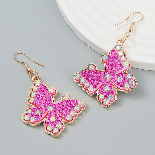 Wholesale butterfly fancy color diamond insect alloy earrings JDC-ES-JL952 Earrings 氿乐 Wholesale Jewelry JoyasDeChina Joyas De China