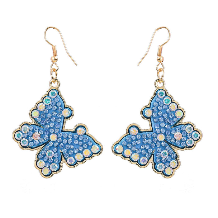 Wholesale butterfly fancy color diamond insect alloy earrings JDC-ES-JL952 Earrings 氿乐 blue Wholesale Jewelry JoyasDeChina Joyas De China