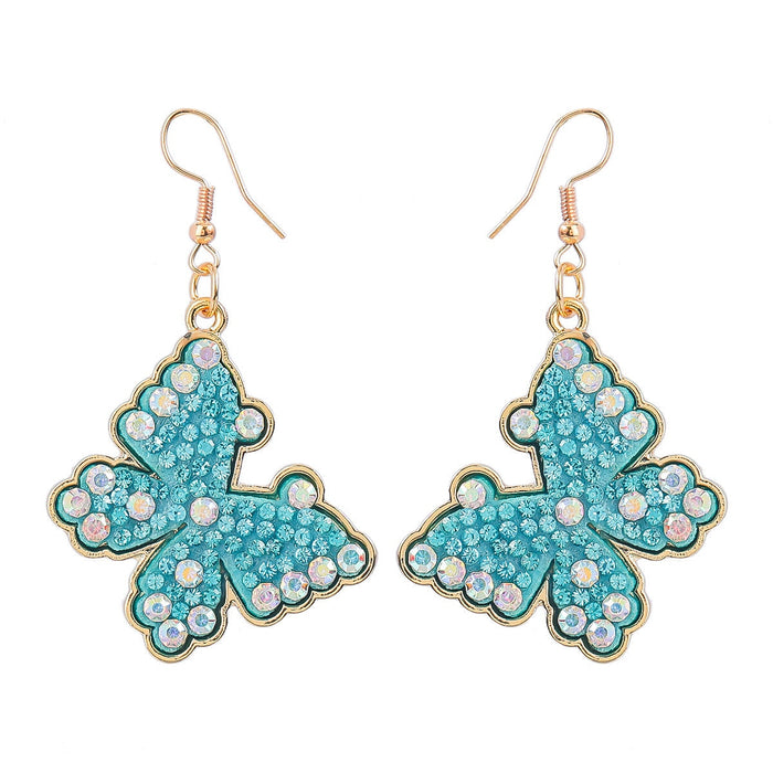 Wholesale butterfly fancy color diamond insect alloy earrings JDC-ES-JL952 Earrings 氿乐 Cyan Wholesale Jewelry JoyasDeChina Joyas De China