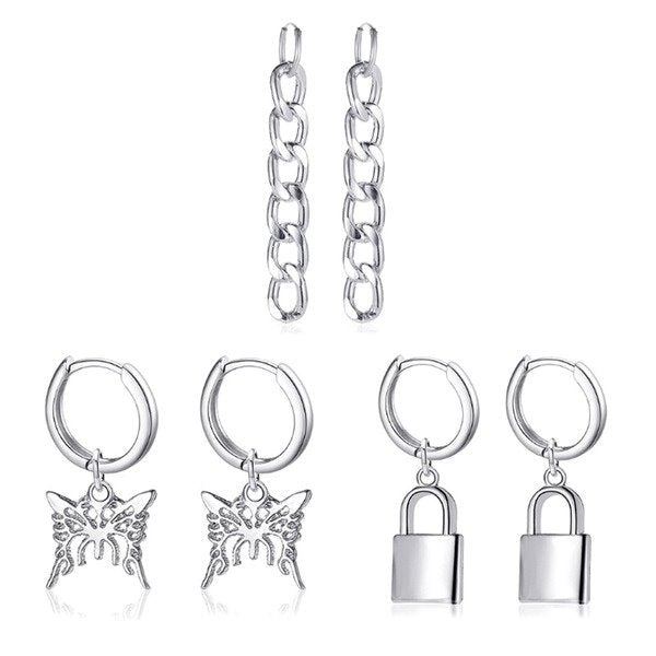Wholesale butterfly hollow alloy chain earrings JDC-ES-A089 Earrings 妙雅 Wholesale Jewelry JoyasDeChina Joyas De China