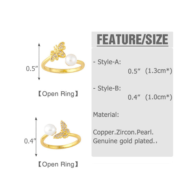 Wholesale butterfly honey pearl plating copper rings JDC-RS-AS283 Rings JoyasDeChina Wholesale Jewelry JoyasDeChina Joyas De China