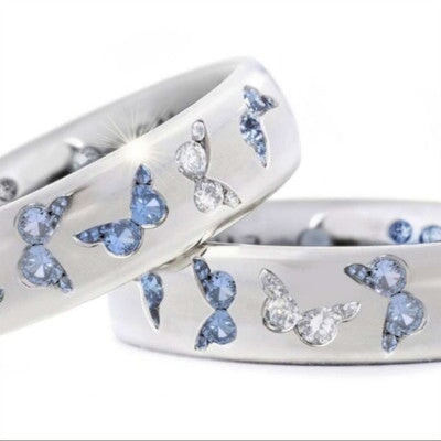 Wholesale butterfly inlaid with mixed color zircon alloy ring JDC-RS-hengzi001 Rings 恒姿 2 6 Wholesale Jewelry JoyasDeChina Joyas De China