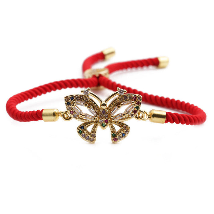 Wholesale butterfly micro-inlaid zircon copper bracelet JDC-BT-ML049 Bracelet JoyasDeChina Red rope Wholesale Jewelry JoyasDeChina Joyas De China
