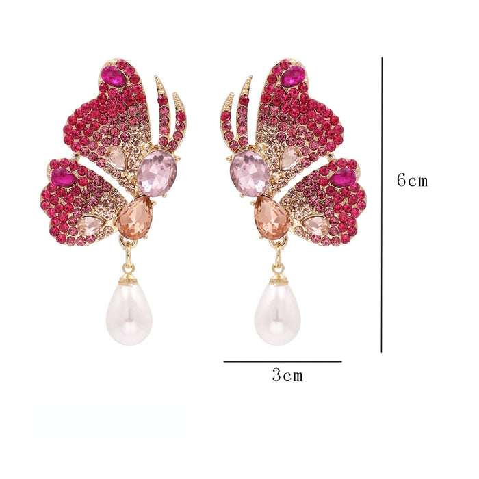 Wholesale Butterfly Rhinestone Alloy Earrings JDC-ES-LIUM049 Earrings 榴芒 Wholesale Jewelry JoyasDeChina Joyas De China