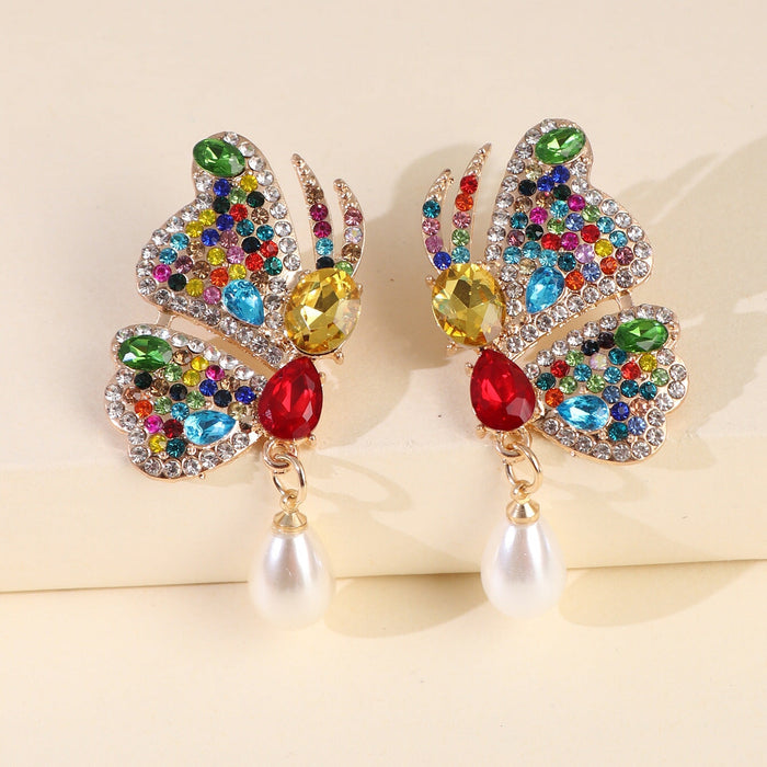 Wholesale Butterfly Rhinestone Alloy Earrings JDC-ES-LIUM049 Earrings 榴芒 Wholesale Jewelry JoyasDeChina Joyas De China