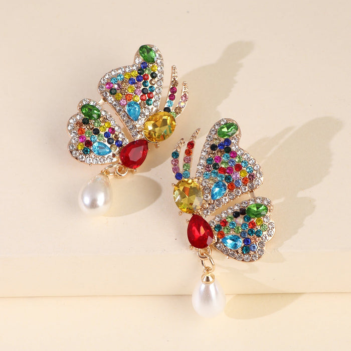 Wholesale Butterfly Rhinestone Alloy Earrings JDC-ES-LIUM049 Earrings 榴芒 Wholesale Jewelry JoyasDeChina Joyas De China