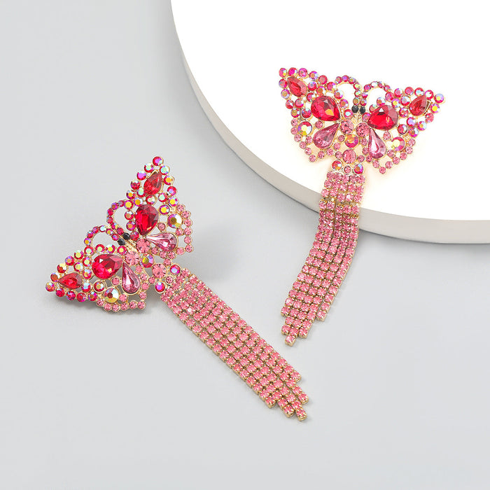 Wholesale butterfly tassel alloy earrings JDC-ES-JL048 Earrings JoyasDeChina red Wholesale Jewelry JoyasDeChina Joyas De China