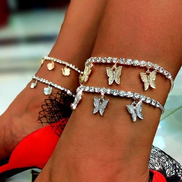 Wholesale butterfly temperament claw chain tassel Metal Anklet JDC-AS-SF002 Anklet 少峰 Wholesale Jewelry JoyasDeChina Joyas De China