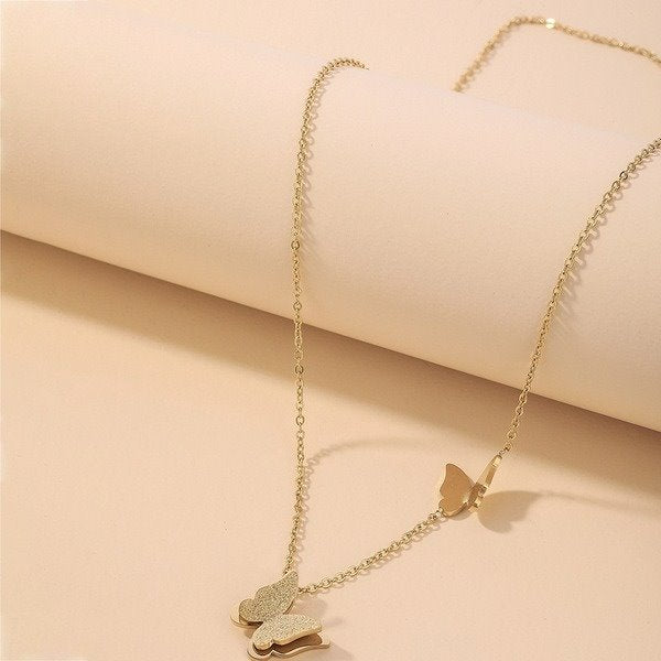 Wholesale butterfly titanium steel gold necklaces JDC-NE-YWJQ015 Necklaces 砱拫儕? Wholesale Jewelry JoyasDeChina Joyas De China