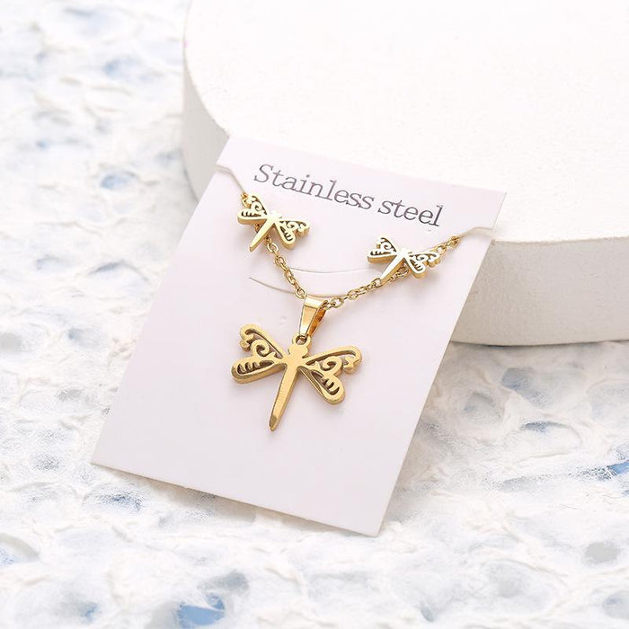 Wholesale Butterfly Unicorn Stainless Steel Stud Earrings Necklace Set JDC-NE-000 necklace JoyasDeChina Wholesale Jewelry JoyasDeChina Joyas De China