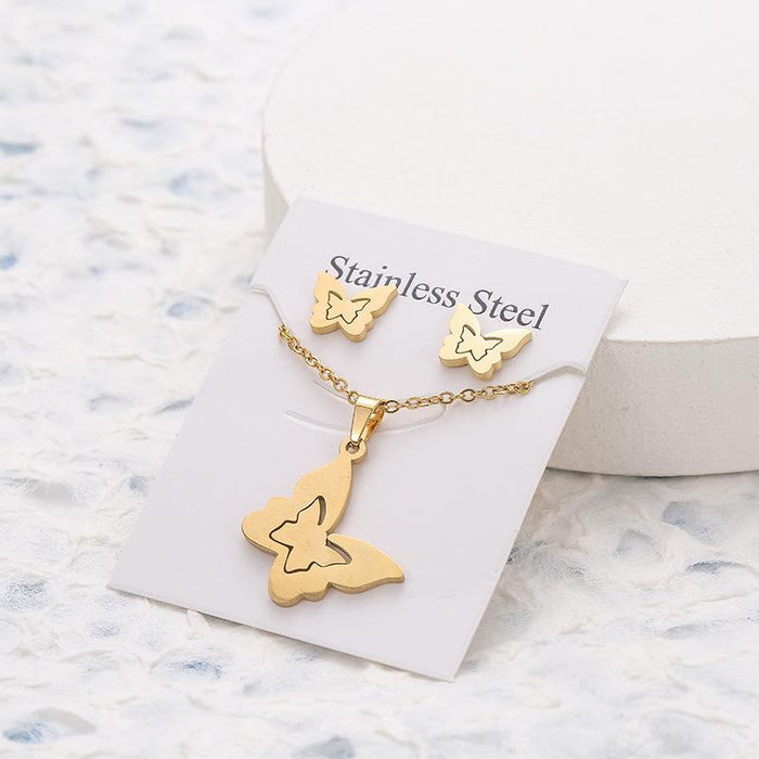 Wholesale Butterfly Unicorn Stainless Steel Stud Earrings Necklace Set JDC-NE-000 necklace JoyasDeChina hudie11 Wholesale Jewelry JoyasDeChina Joyas De China