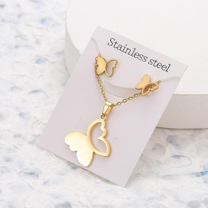 Wholesale Butterfly Unicorn Stainless Steel Stud Earrings Necklace Set JDC-NE-000 necklace JoyasDeChina hudie3 Wholesale Jewelry JoyasDeChina Joyas De China