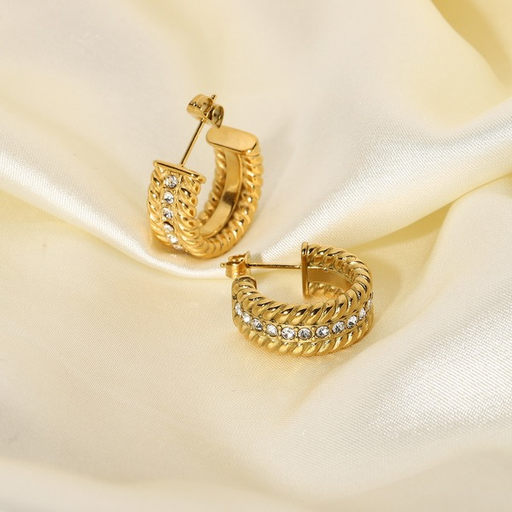 Wholesale C-shaped Rhinestone hoop earrings for women JDC-ES-JD226 Earrings JoyasDeChina Wholesale Jewelry JoyasDeChina Joyas De China