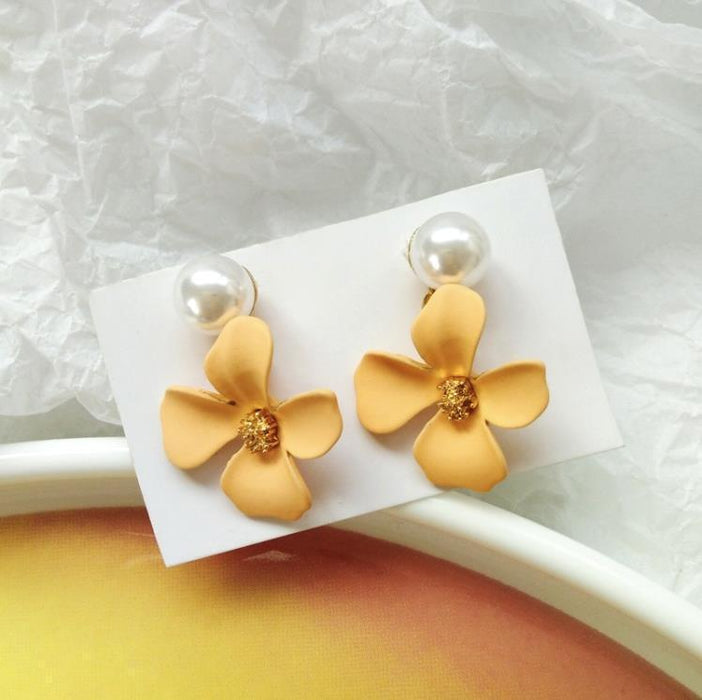 Bulk Jewelry Wholesale candy color alloy small flower Pearl Earrings JDC-ES-sf049 Wholesale factory from China YIWU China