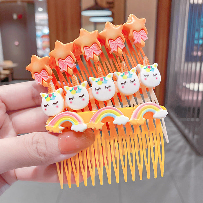 Wholesale candy color cartoon flower hair comb Korean hairpin JDC-HC-I173 Hair clips JoyasDeChina 1# orange three pack Wholesale Jewelry JoyasDeChina Joyas De China