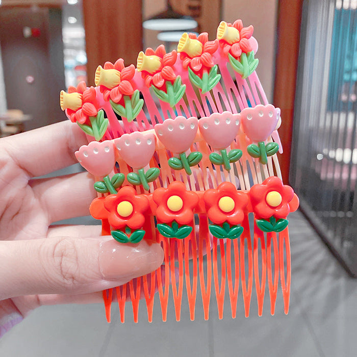 Wholesale candy color cartoon flower hair comb Korean hairpin JDC-HC-I173 Hair clips JoyasDeChina 10'Red three-pack Wholesale Jewelry JoyasDeChina Joyas De China