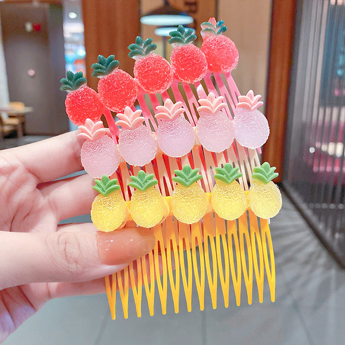 Wholesale candy color cartoon flower hair comb Korean hairpin JDC-HC-I173 Hair clips JoyasDeChina 2# pineapple three pack Wholesale Jewelry JoyasDeChina Joyas De China