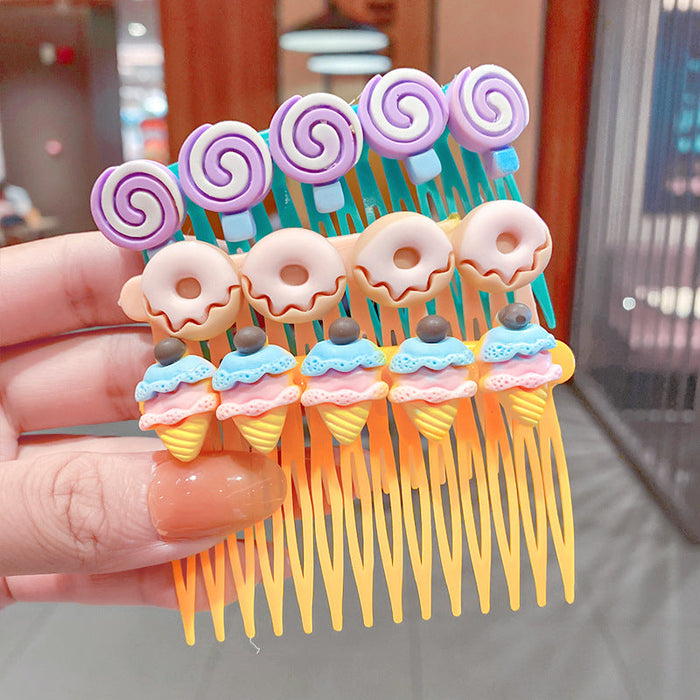 Wholesale candy color cartoon flower hair comb Korean hairpin JDC-HC-I173 Hair clips JoyasDeChina 8 -Donuts in three packs Wholesale Jewelry JoyasDeChina Joyas De China