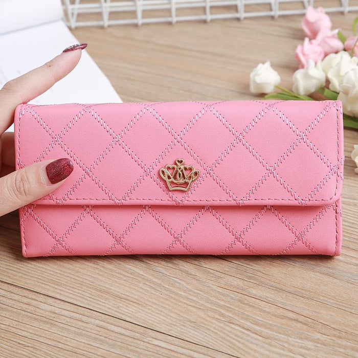 Bulk Jewelry Wholesale Candy Color Embroidered Thread Crown Tri-fold Ladies Wallet JDC-WT-lx009 Wholesale factory from China YIWU China