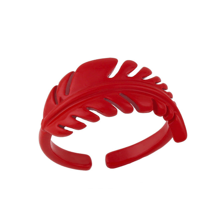 Wholesale Candy Color Leaf Electroplated Copper Rings JDC-RS-AS291 Rings JoyasDeChina red adjustable Wholesale Jewelry JoyasDeChina Joyas De China