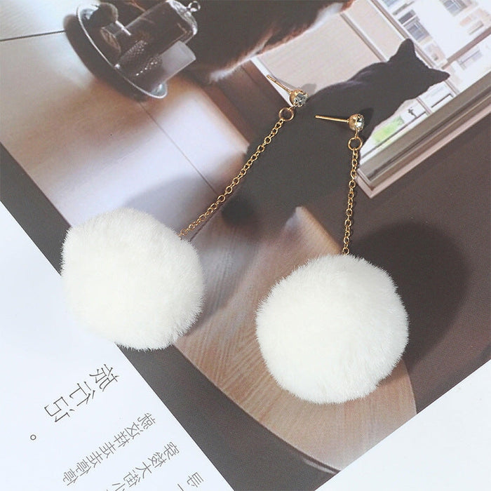 Wholesale Candy Color Rhinestone Hair Ball Earrings JDC-ES-GSMDD021 Earrings 萌豆豆 white Wholesale Jewelry JoyasDeChina Joyas De China