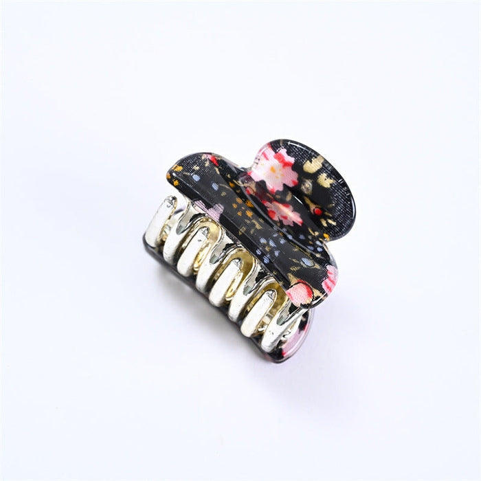 Wholesale candy color small flower diamond shape double tooth hairpin JDC-HC-YingT002 Hair Clips 迎泰 4cm black Wholesale Jewelry JoyasDeChina Joyas De China
