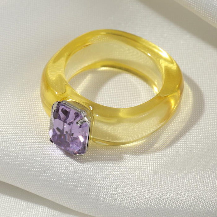 Bulk Jewelry Wholesale candy-colored acrylic transparent resin gem ring JDC-RS-e056 Wholesale factory from China YIWU China