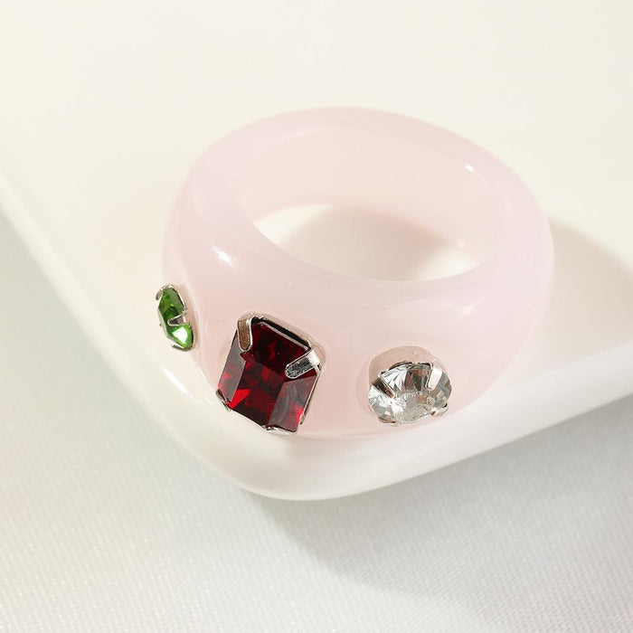 Bulk Jewelry Wholesale candy-colored acrylic transparent resin gem ring JDC-RS-e056 Wholesale factory from China YIWU China