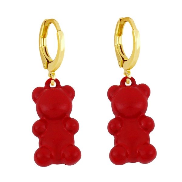 Wholesale Candy Colored Bear 18k Gold Plated Copper Earrings JDC-ES-AS-001 Earrings 翱?N Wholesale Jewelry JoyasDeChina Joyas De China