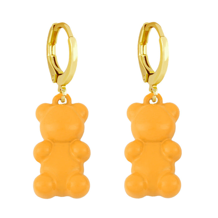 Wholesale Candy Colored Bear 18k Gold Plated Copper Earrings JDC-ES-AS-001 Earrings 翱?N orange Wholesale Jewelry JoyasDeChina Joyas De China