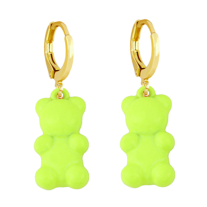 Wholesale Candy Colored Bear 18k Gold Plated Copper Earrings JDC-ES-AS-001 Earrings 翱?N yellow Wholesale Jewelry JoyasDeChina Joyas De China