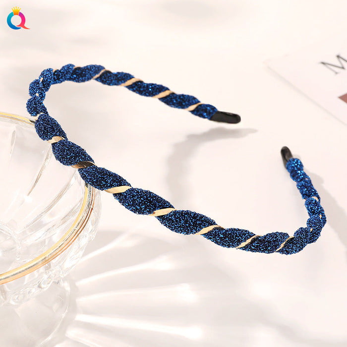 Wholesale candy-colored fabric braided headband JDC-HD-GSQY021 Headband JoyasDeChina Bright silk blue fabric Wholesale Jewelry JoyasDeChina Joyas De China