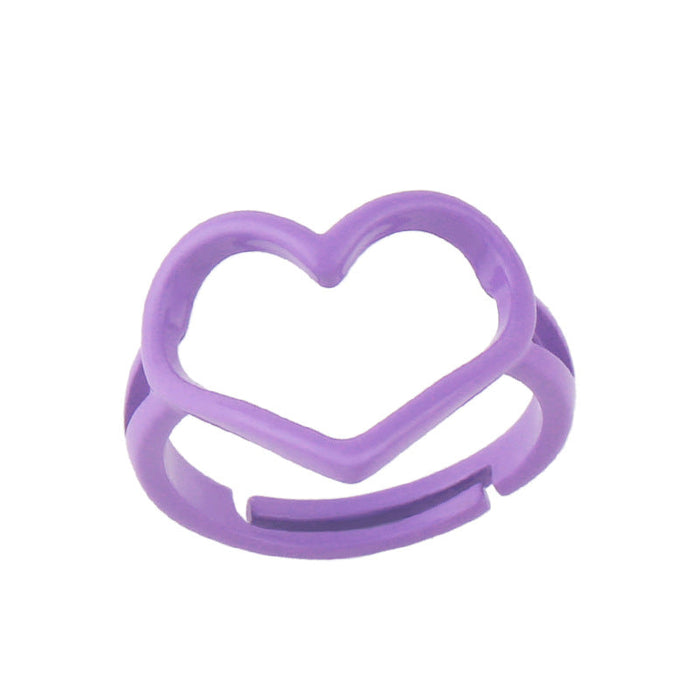 Wholesale candy-colored heart-shaped copper plating rings JDC-RS-AS292 Rings JoyasDeChina dark purple adjustable Wholesale Jewelry JoyasDeChina Joyas De China