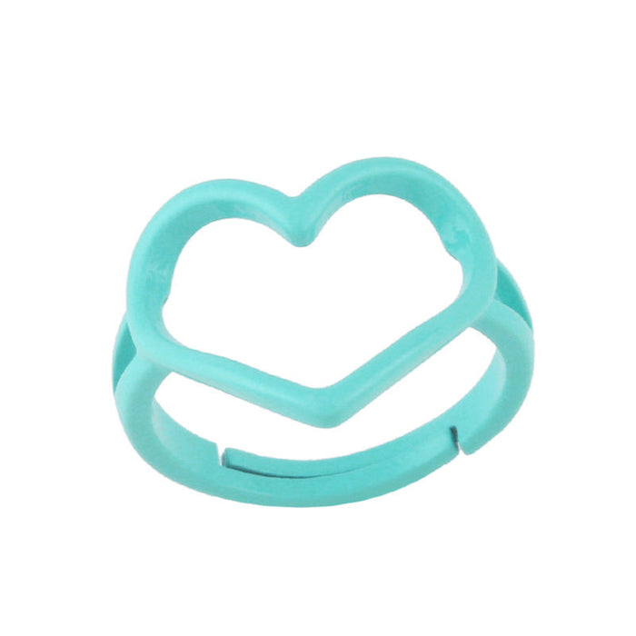 Wholesale candy-colored heart-shaped copper plating rings JDC-RS-AS292 Rings JoyasDeChina green adjustable Wholesale Jewelry JoyasDeChina Joyas De China