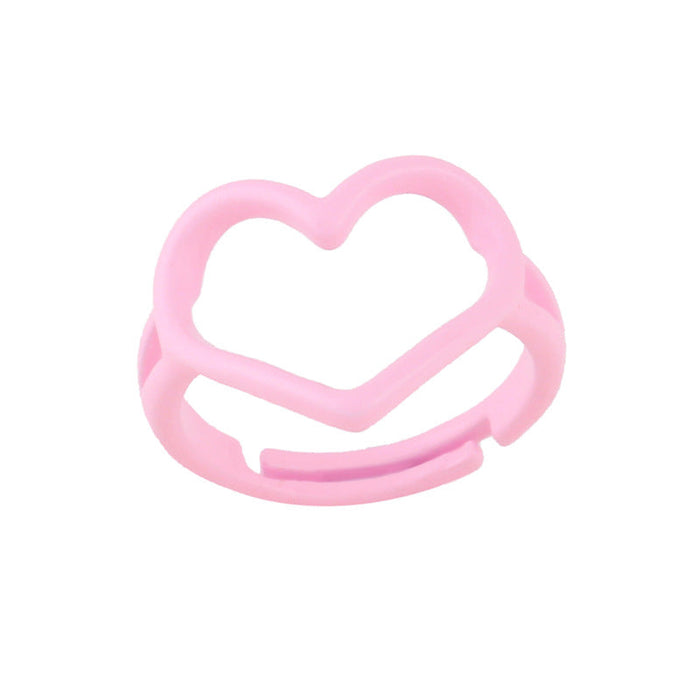 Wholesale candy-colored heart-shaped copper plating rings JDC-RS-AS292 Rings JoyasDeChina pink adjustable Wholesale Jewelry JoyasDeChina Joyas De China